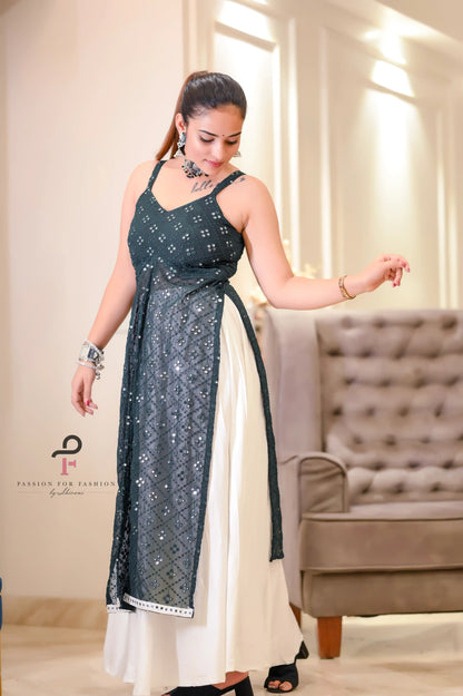 Shiraz Green Embroidered Gulnaz Kurta