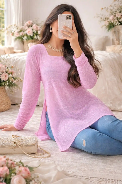 Blossom Pink Short Gulnaz Kurta
