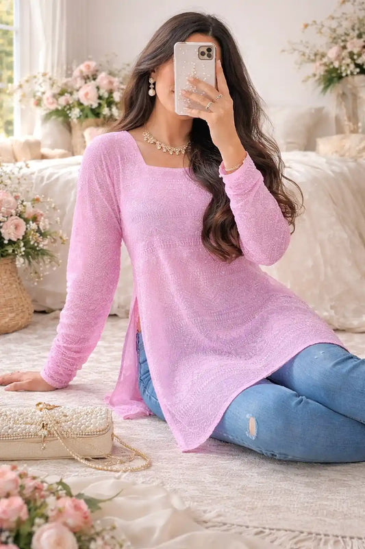Blossom Pink Short Gulnaz Kurta