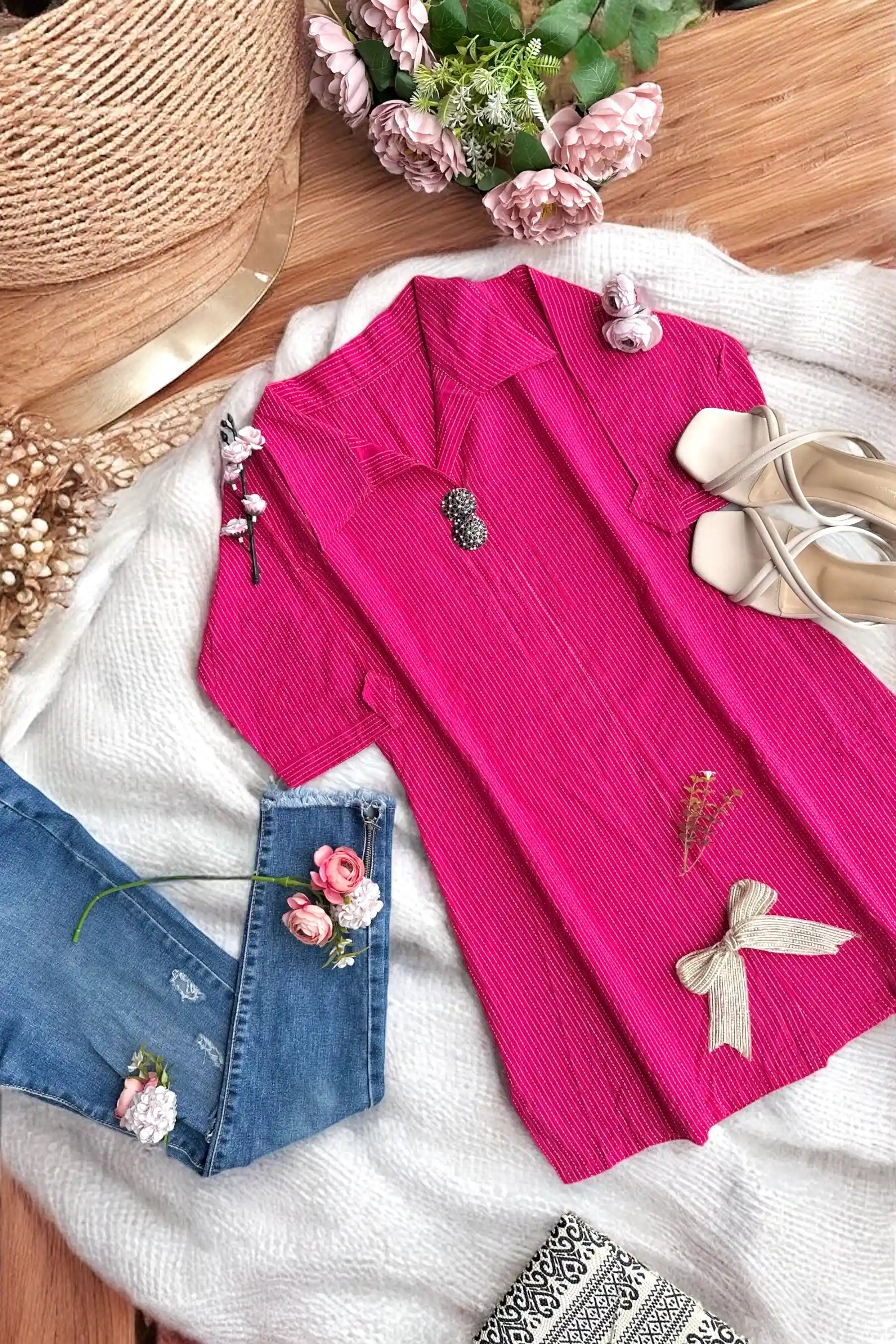 Pretty Pink Collar Rangriti Kurta - Passion for Fashion by Shivani
