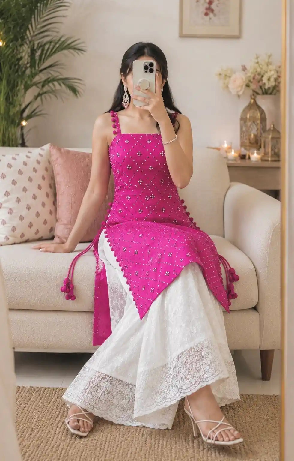 Gulnaz Fuchsia Bloom Embroidered Kurta