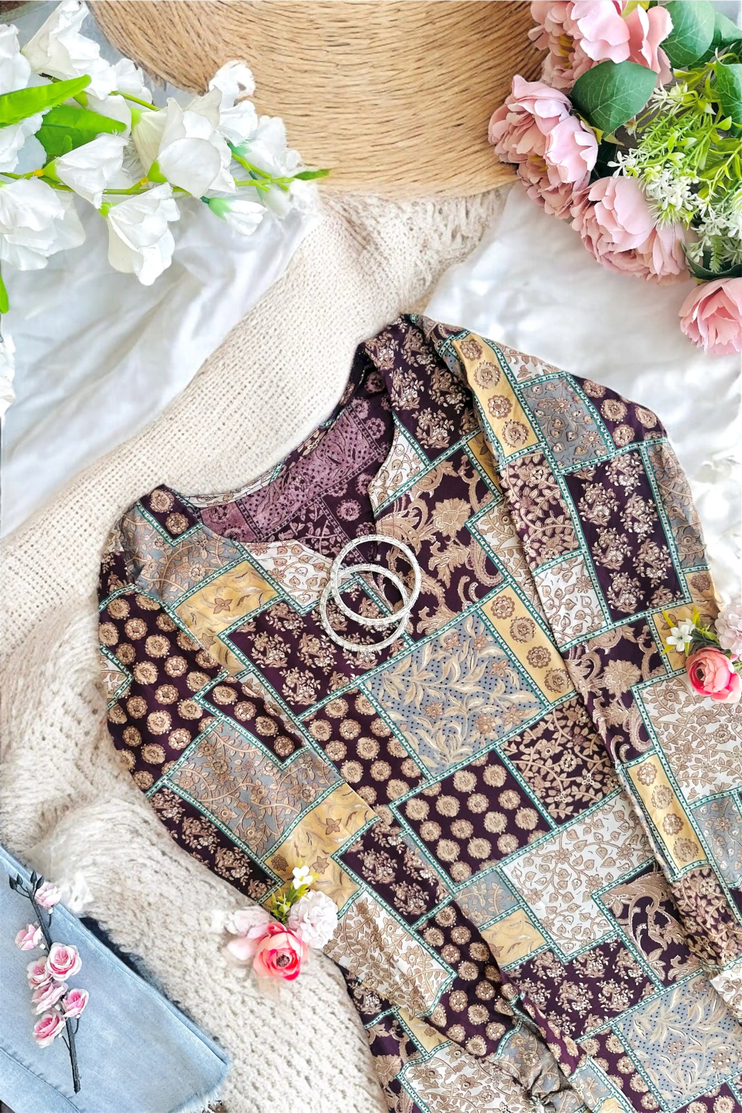 Vintage Mosaic Charm Kurta
