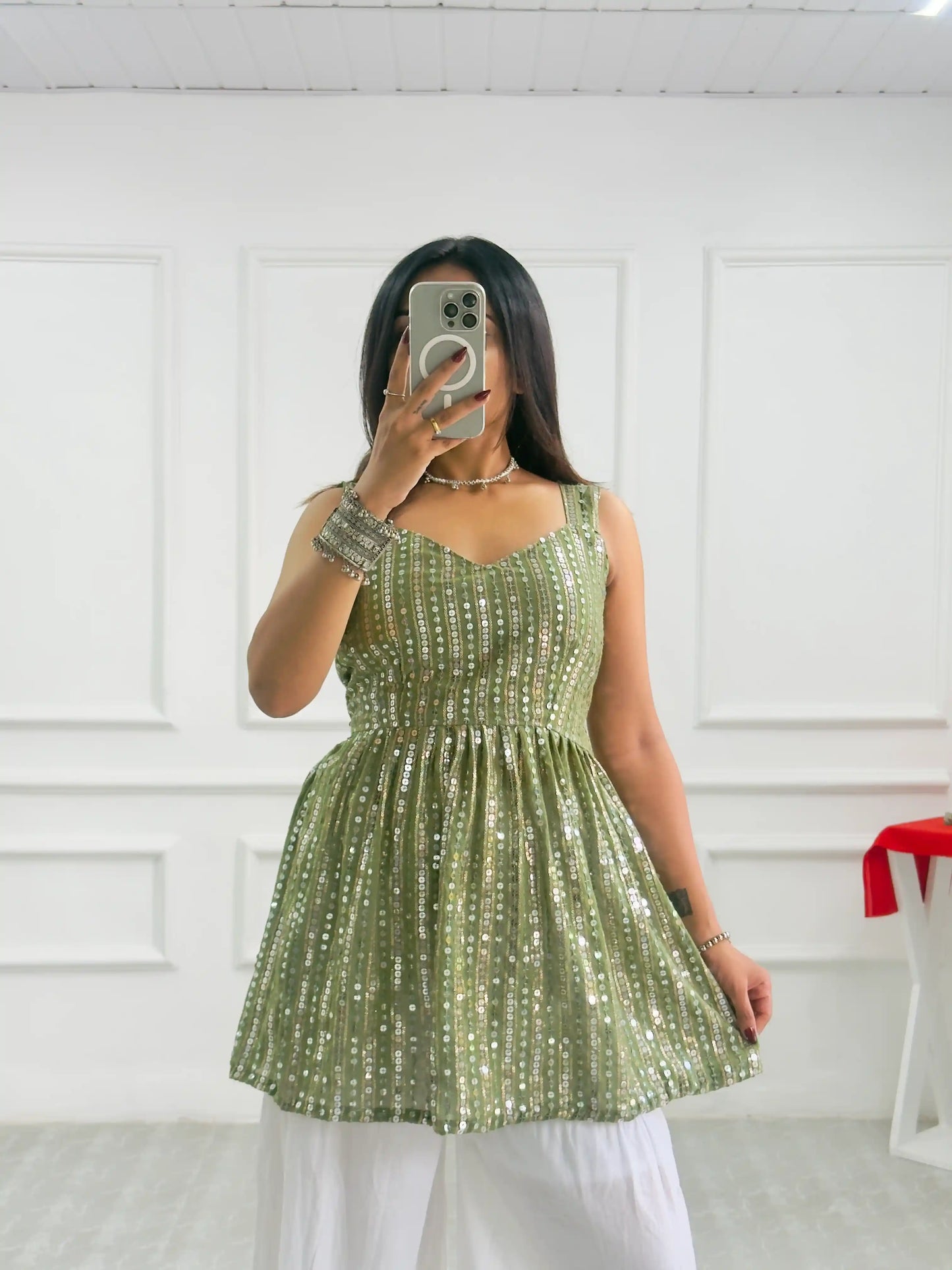 Emerald Spark Sequin Peplum