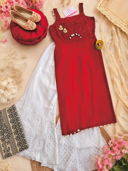 Rosey Maroon Embroidered Gulnaz Kurta