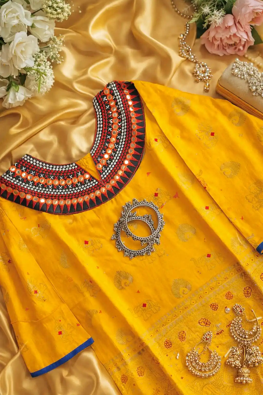 Gamti Yellow Elephant Short Kurta