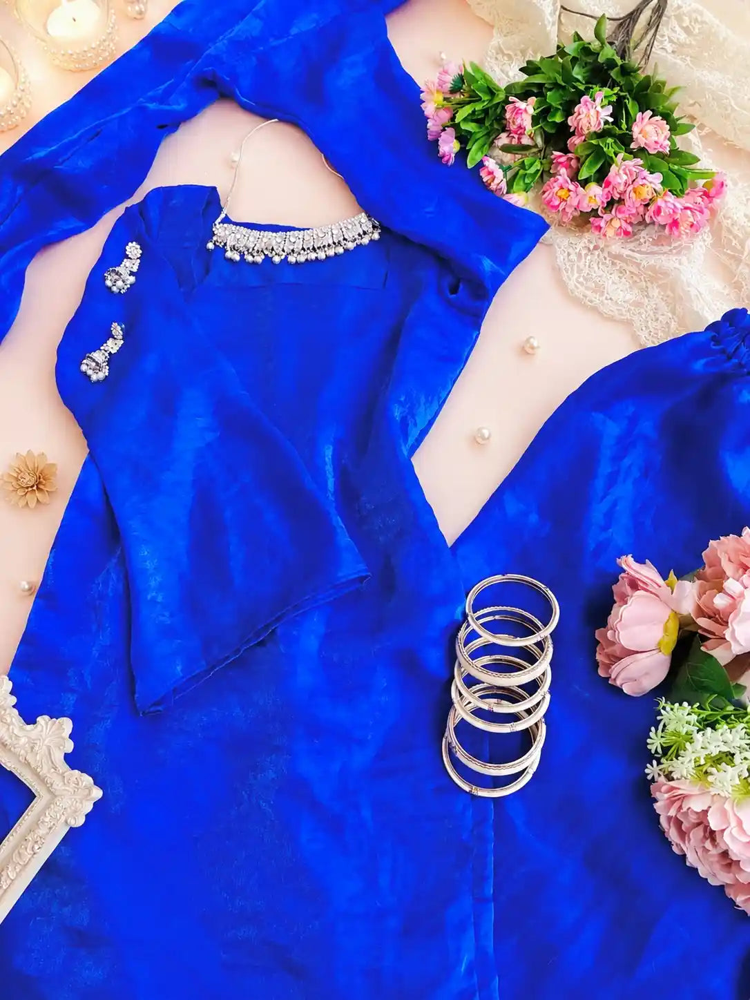 Royal Blue Solid Gulnaz Suit Set