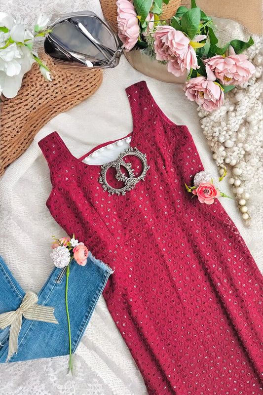 Nakhra Maroon Gulnaz Embroidered Kurta