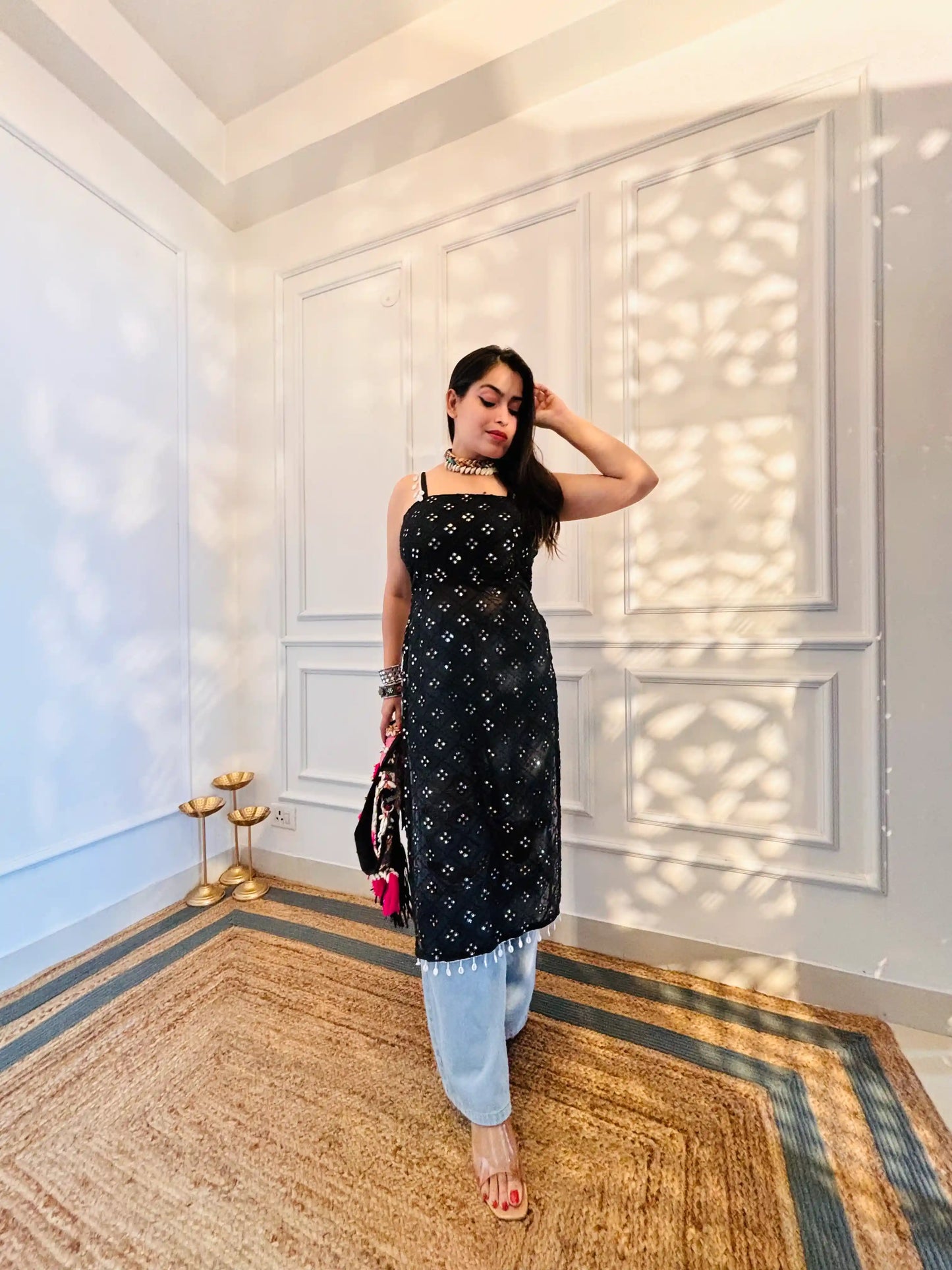 Snehal’s Black Embroidered Gulnaz Kurta