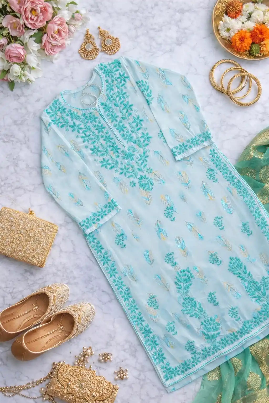 Mahima’s Meher Mulmul Chikankari Set