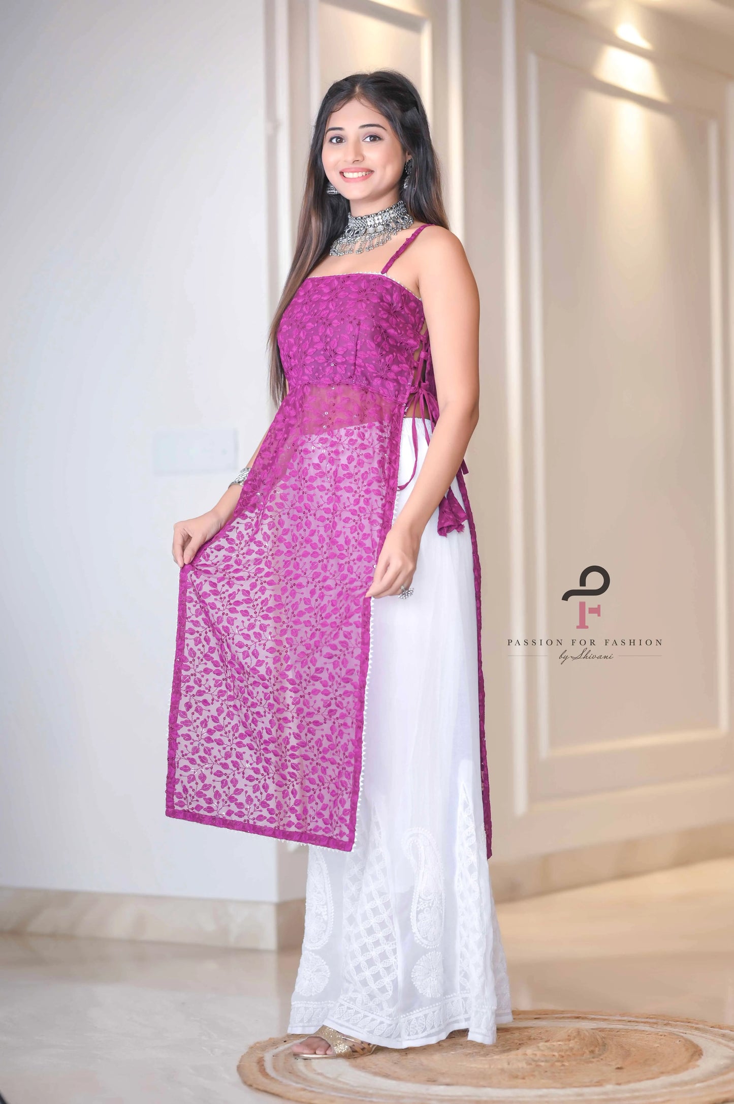 Sunlit Wine Gulnaz Embroidered Kurta