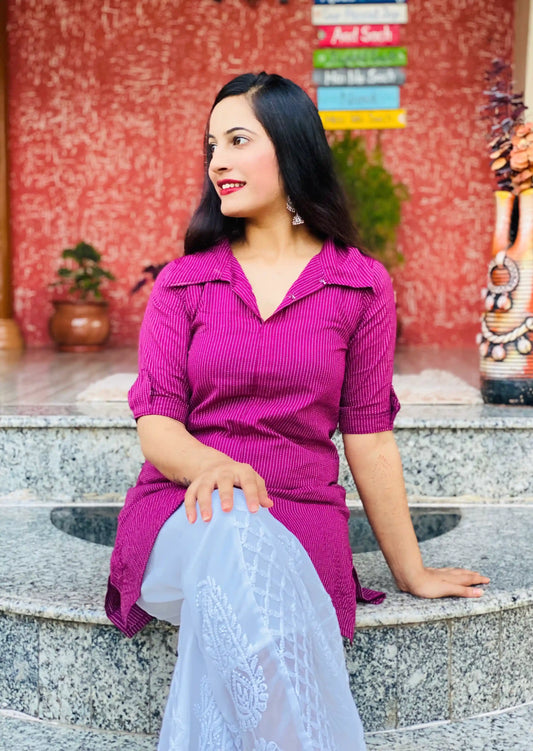 Purple Bliss Collar Rangriti Kurta