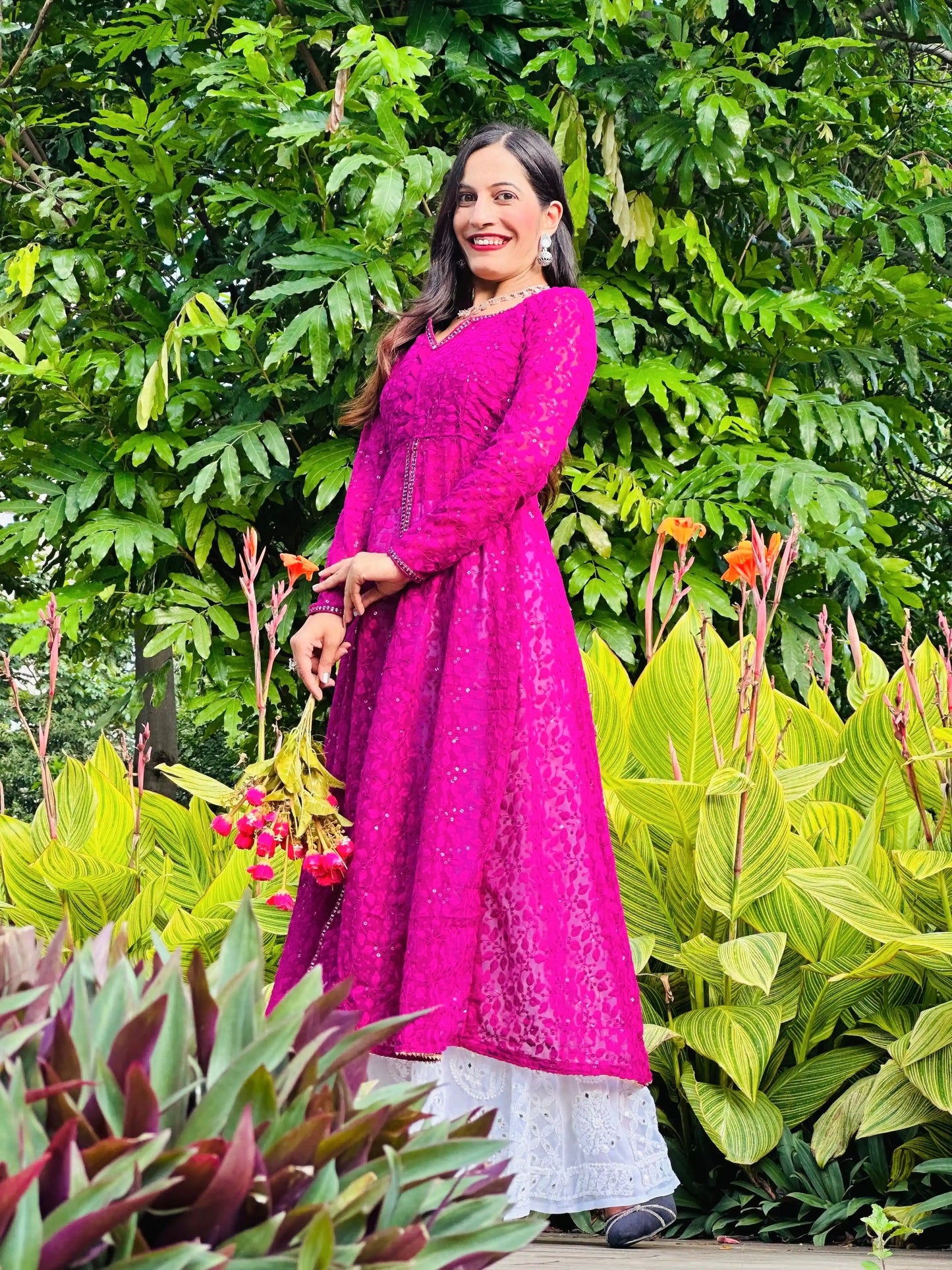 Champagne Wine Embroidered Gulnaz Kurta