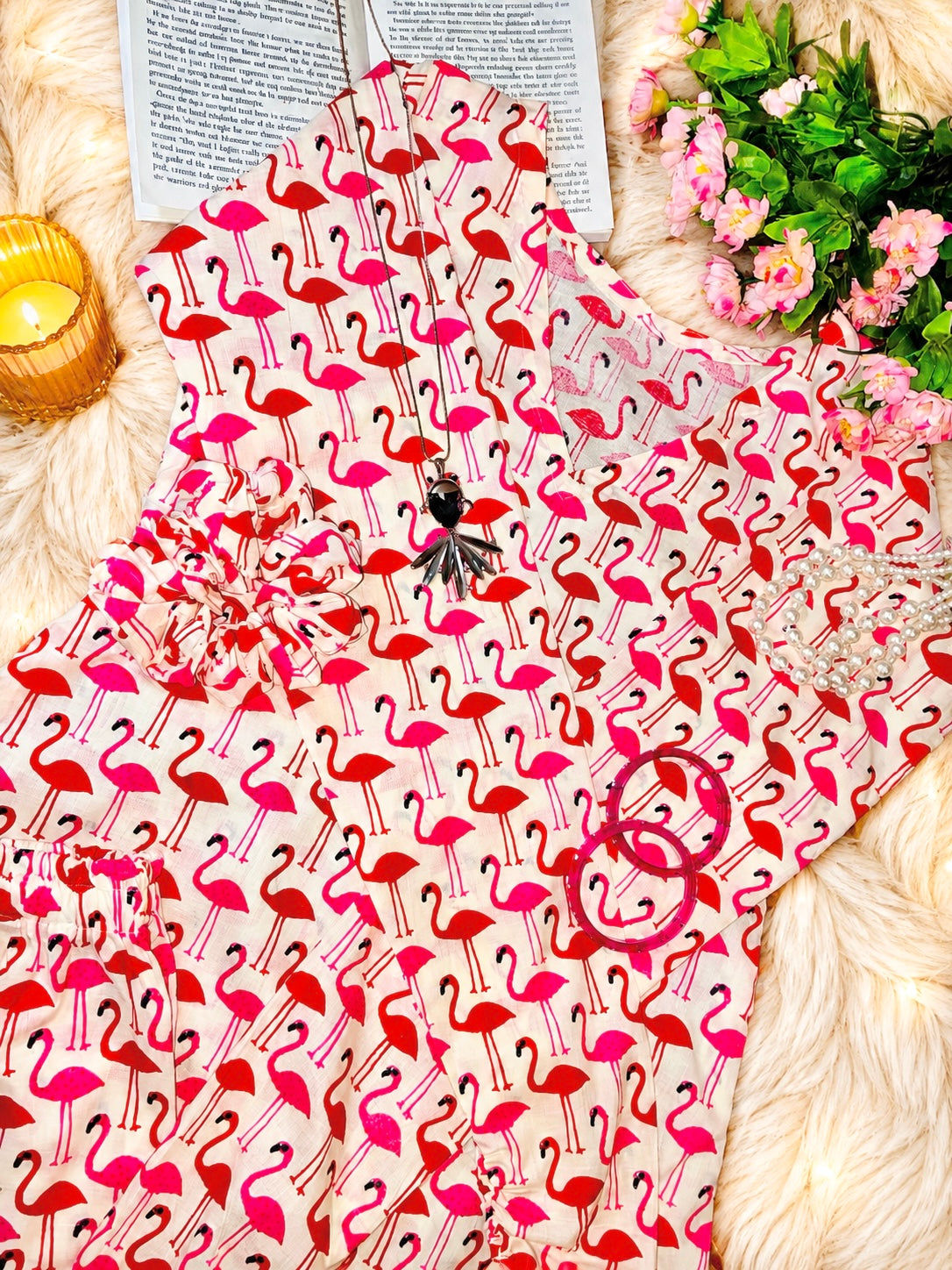 Meher Boho Flamingo Print Ethnic Set