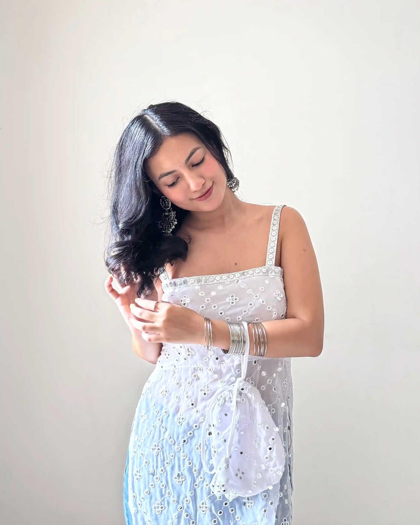 Shefali’s White Mirror Gulnaz Kurta