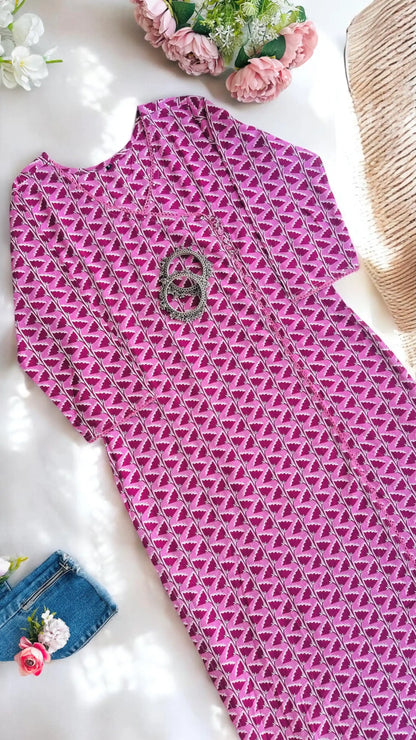 Pink Lotus Mul Budget Kurta