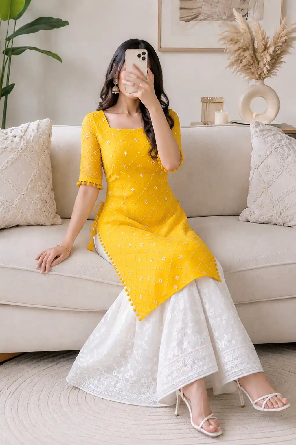 Jaaz Yellow Embroidered Gulnaz Kurta