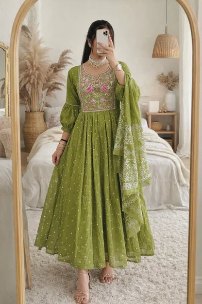 Green Embroidered Meher Suit Set