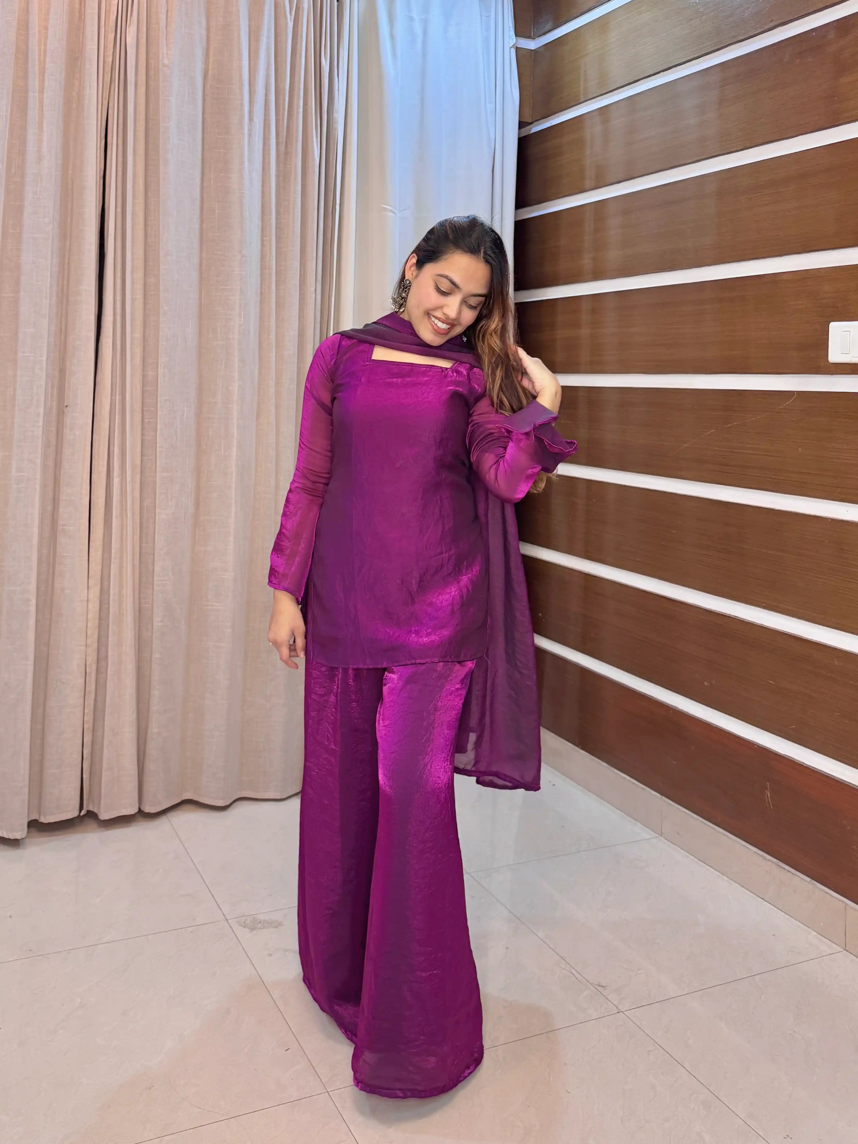 Wine Kareena Gulnaz Suit Set