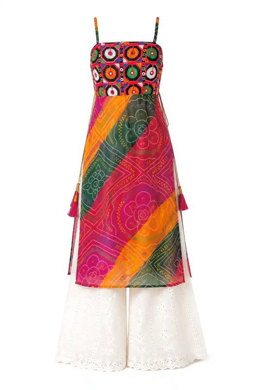 Ayesha’s Boho Bloom Bandhej Tie Kurti