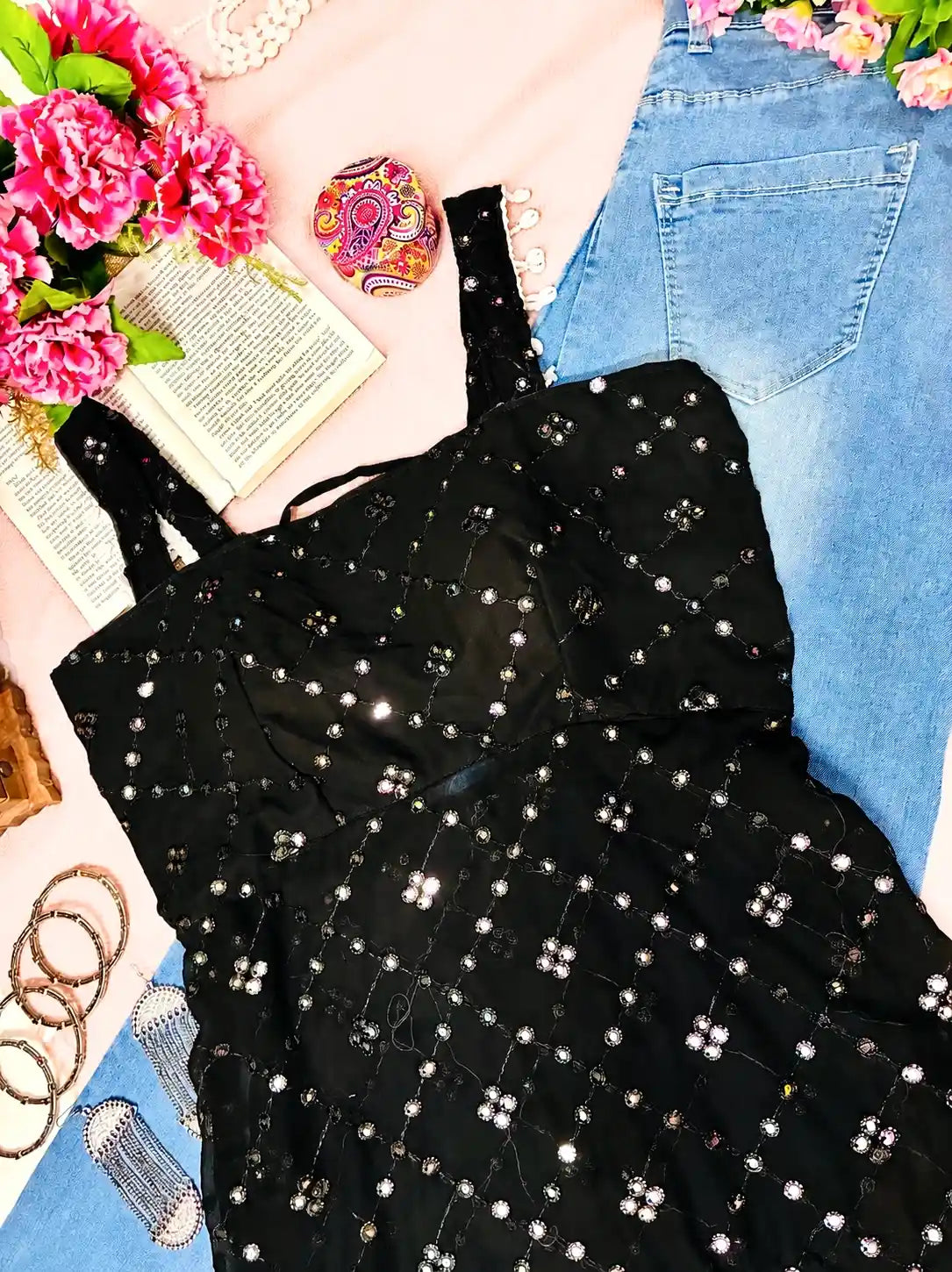 Upasna’s Black Embroidered Gulnaz Kurta