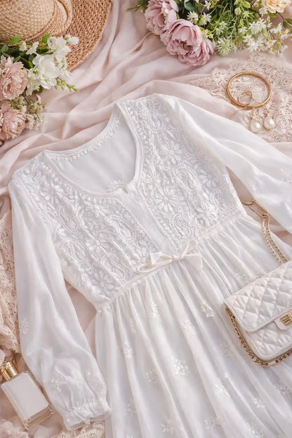 Dreamy White Short Chikan Top