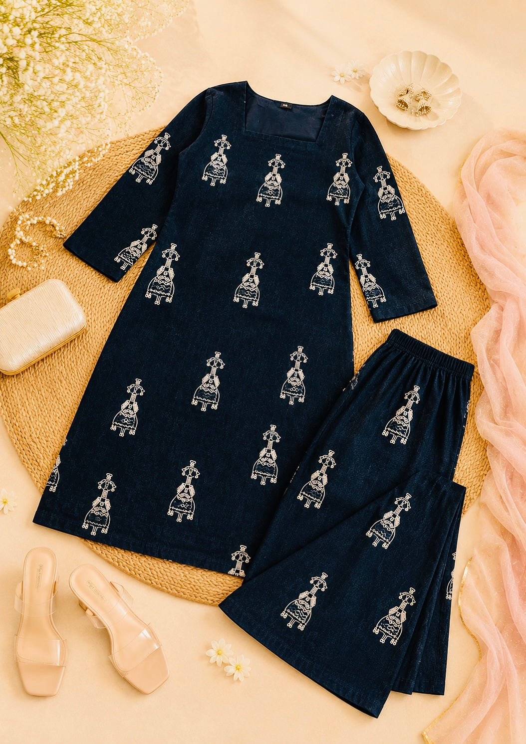 Meher Indigo Ethnic Print Kurta Set