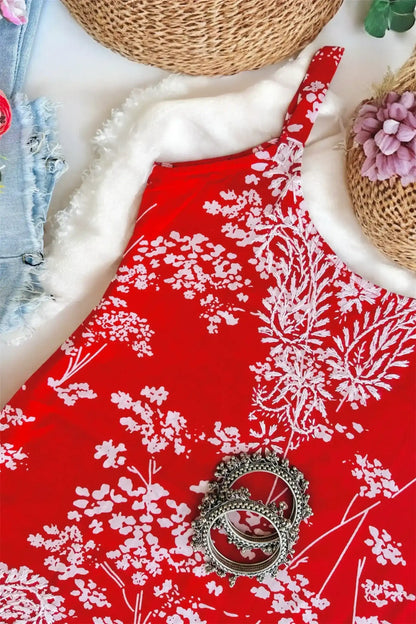 Crimson Red Naaz Chikan Short Kurta