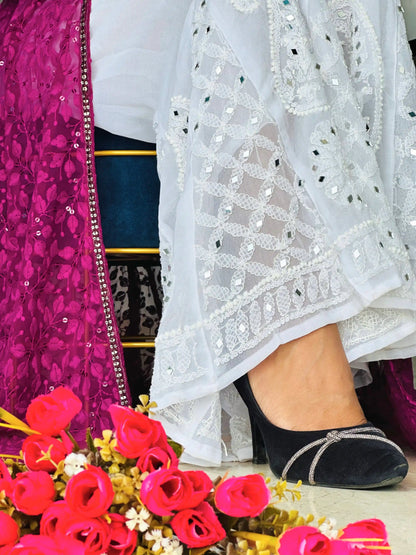 Champagne Wine Embroidered Gulnaz Kurta
