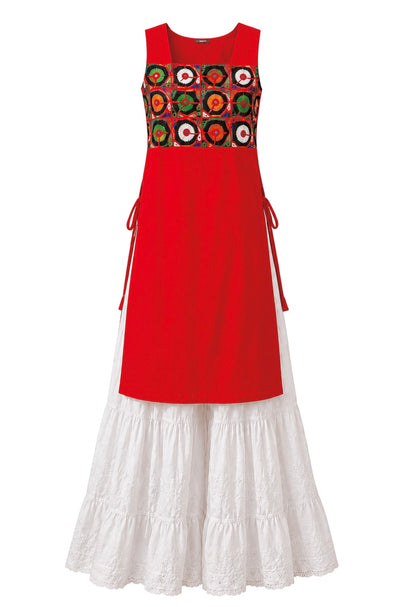 Kutchi Embroidered Red Gulnaz Kurta
