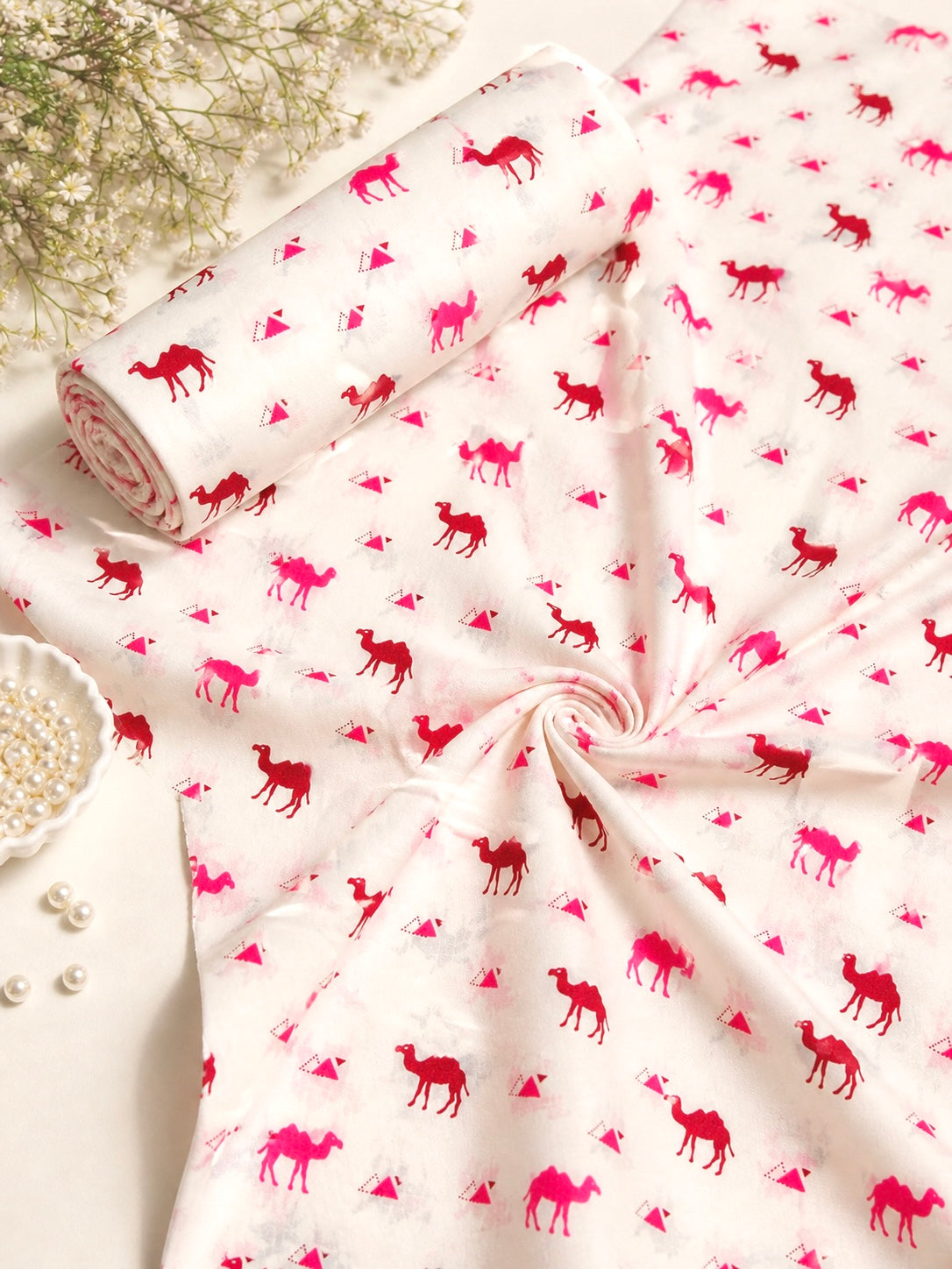 Cute Camel Print Cotton Fabric