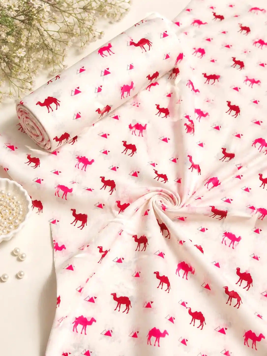 Cute Camel Print Cotton Fabric