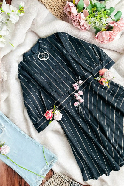 Smoky Black Gulnaz Peplum Top
