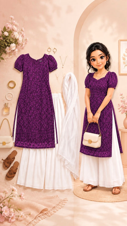 Wine Embroidered Gulnaz Designer Kurta