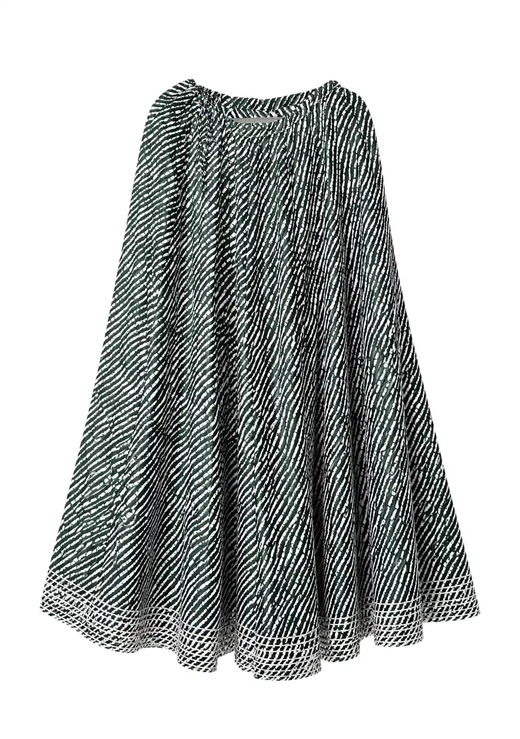 Green Lehriya Jaipuri Twirl Skirt