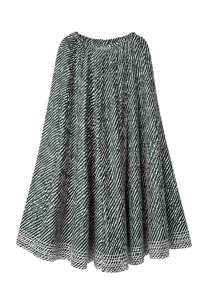 Green Lehriya Jaipuri Twirl Skirt
