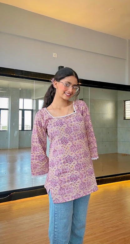 Gulnaz Vintage Mosaic Cotton Kurti