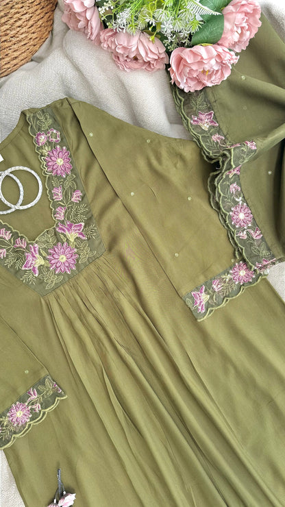 Rich Green Embroidered Suit Set