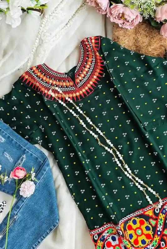 Gamti Green Jaipuri Short Kurta - Passion for Fashion by Shivani