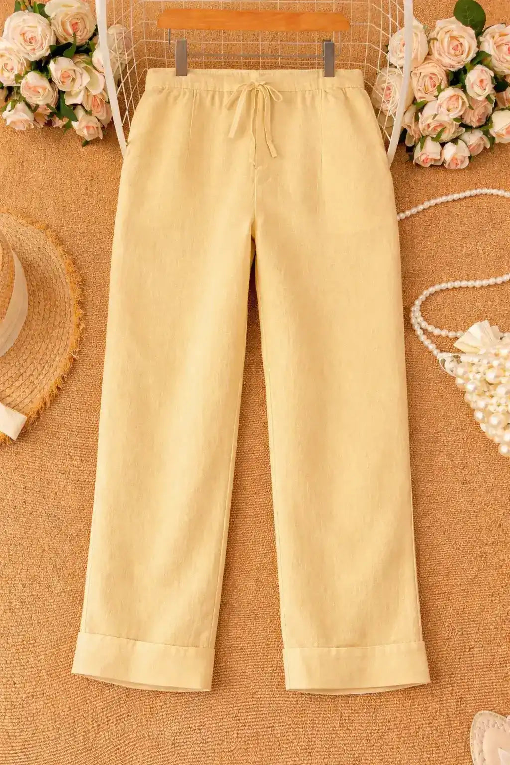 The Classy Beige Linen Cotton Must Pick Pants - Passion for Fashion by Shivani