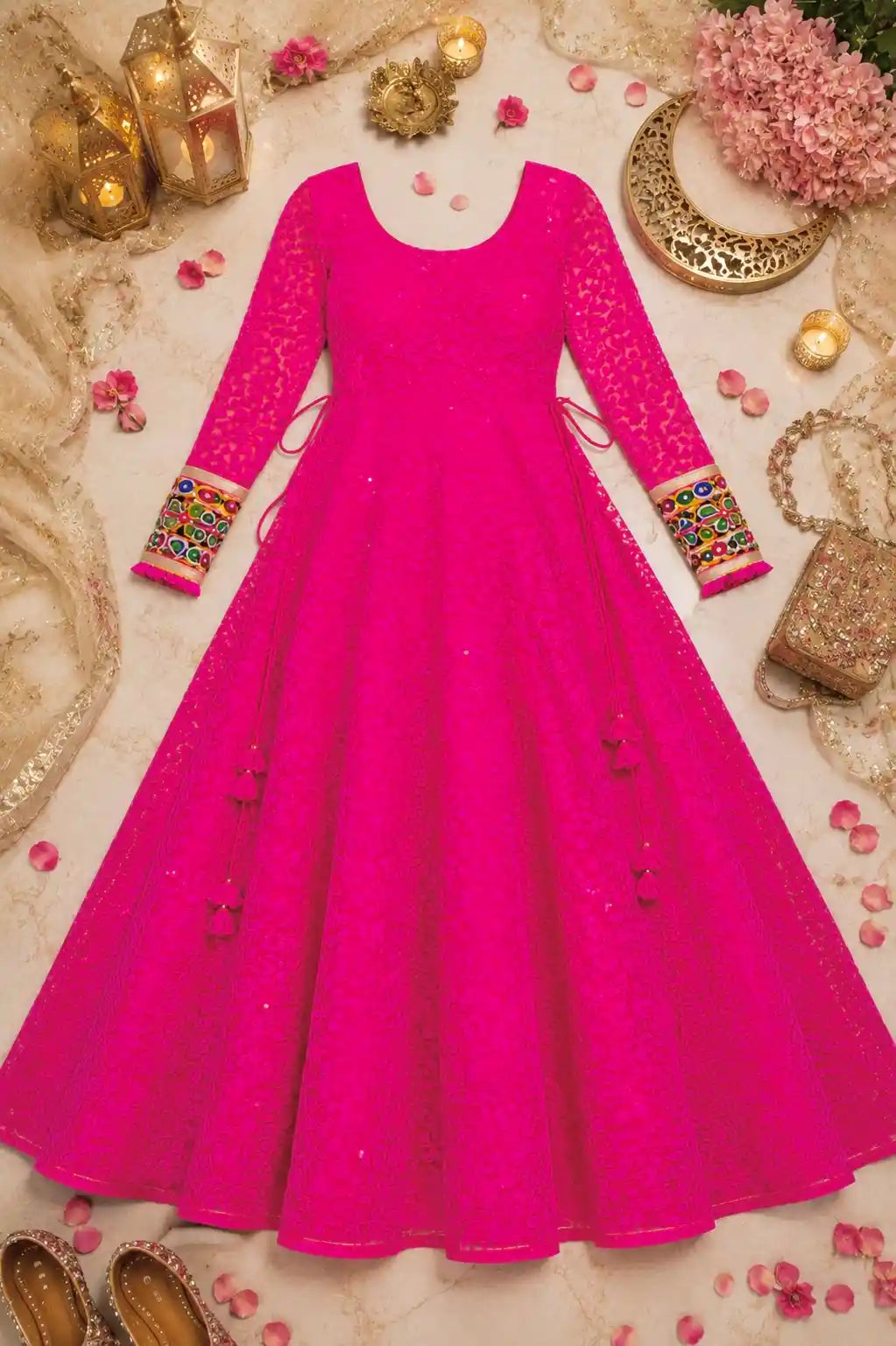 Rajvee's Hot Pink Gulnaz Anarkali