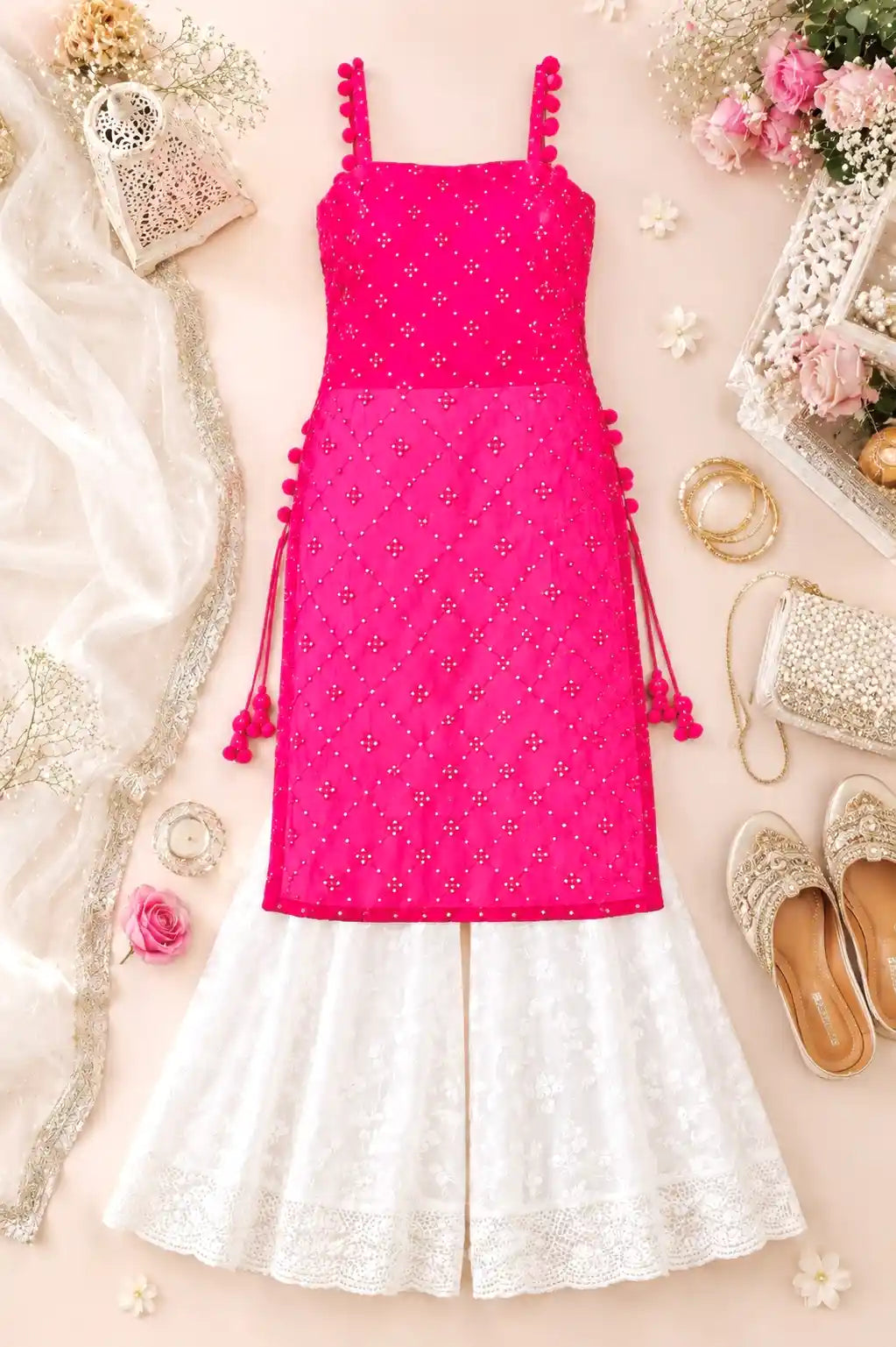 Shimmer Pink Embroidered Gulnaz Kurta