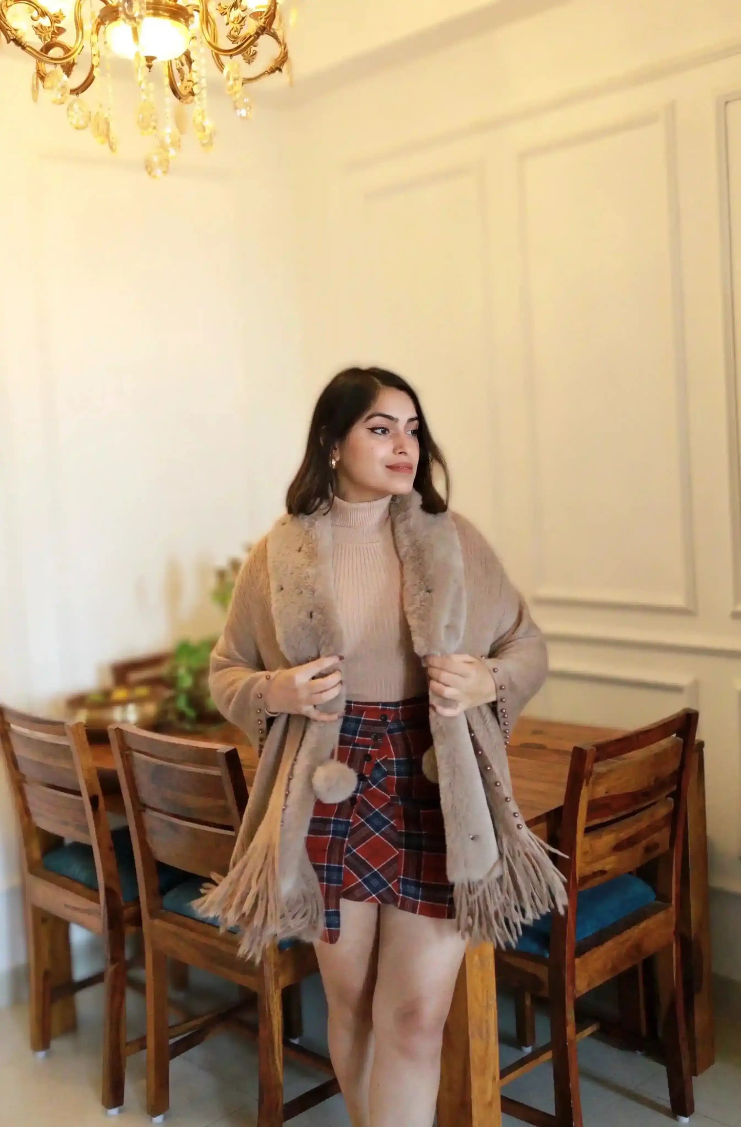 Soft Brown Fur Winter Cape
