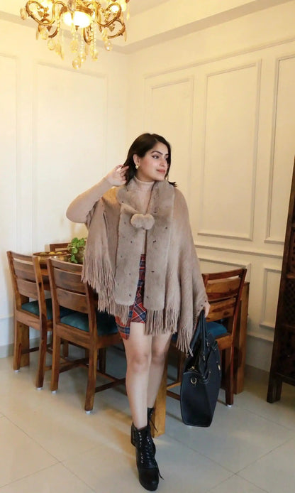 Soft Brown Fur Winter Cape