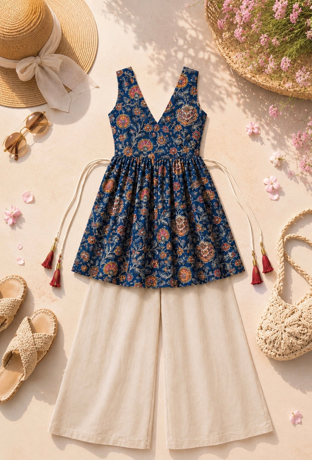 Blue Kalamkari Gulnaz Short Kurta