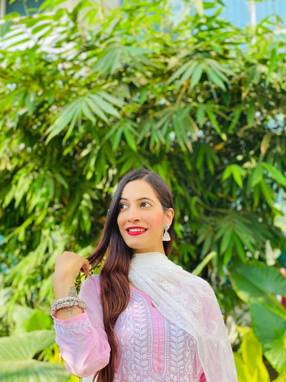 Blush Pink Meher Noor Chikankari Set