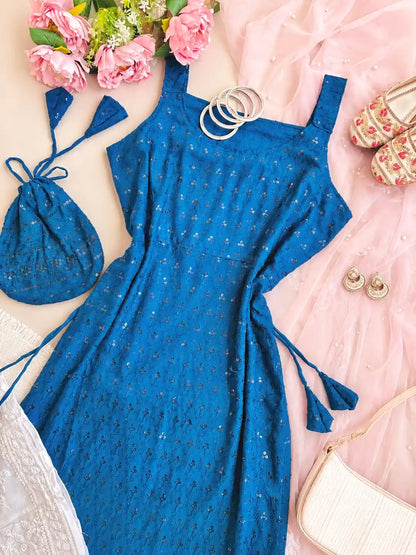 Asure Blue Sequence Gulnaz Kurta