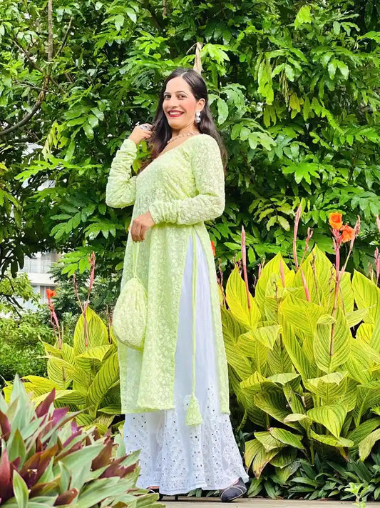 Pastoral Green Leaf Gulnaz Kurta