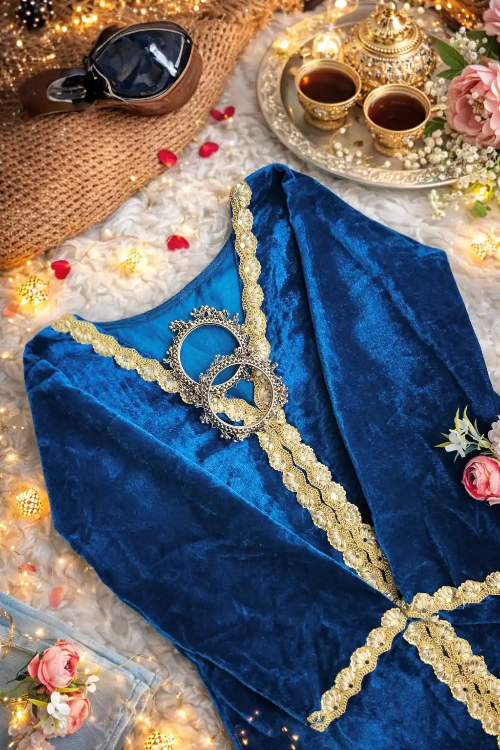 Midnight Embroidered Velvet Kurti