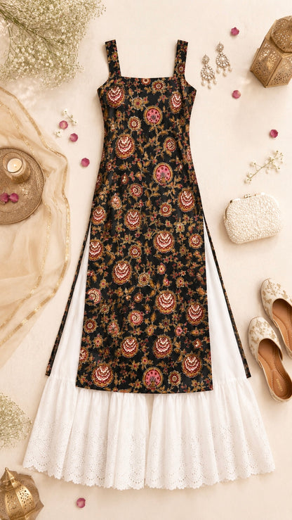 Gulnaz Black Ajrakh Jaipuri Kurta