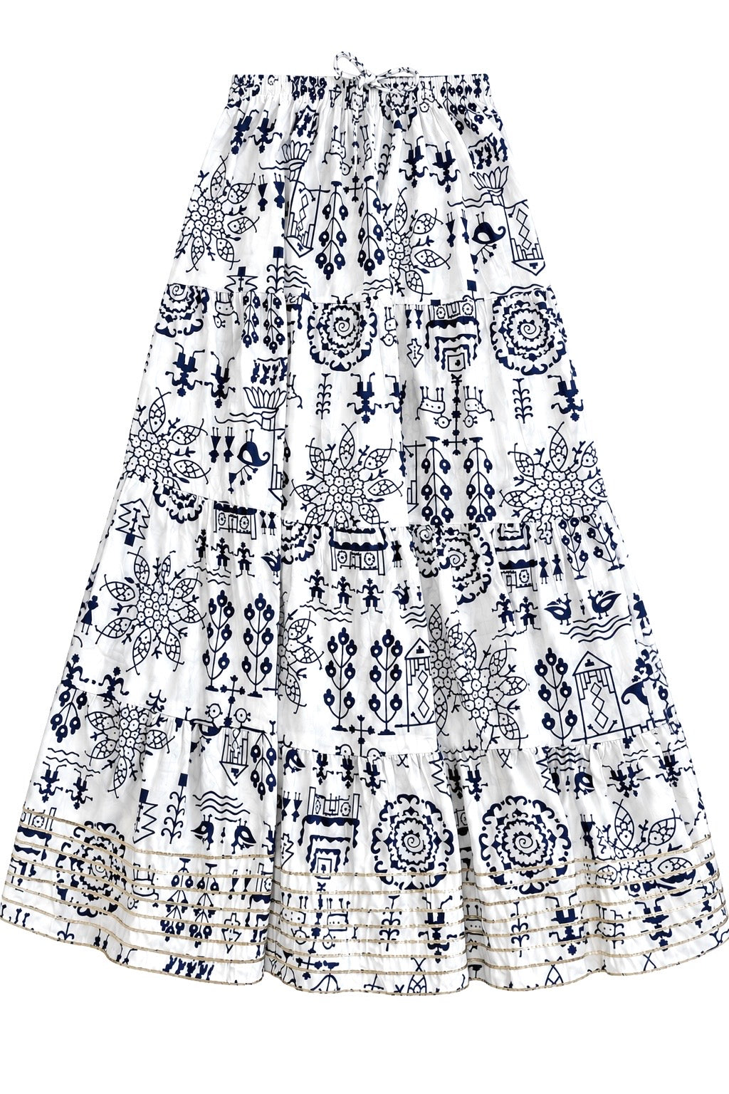 Jaipuri Indigo Folk Flared Twirl Skirt